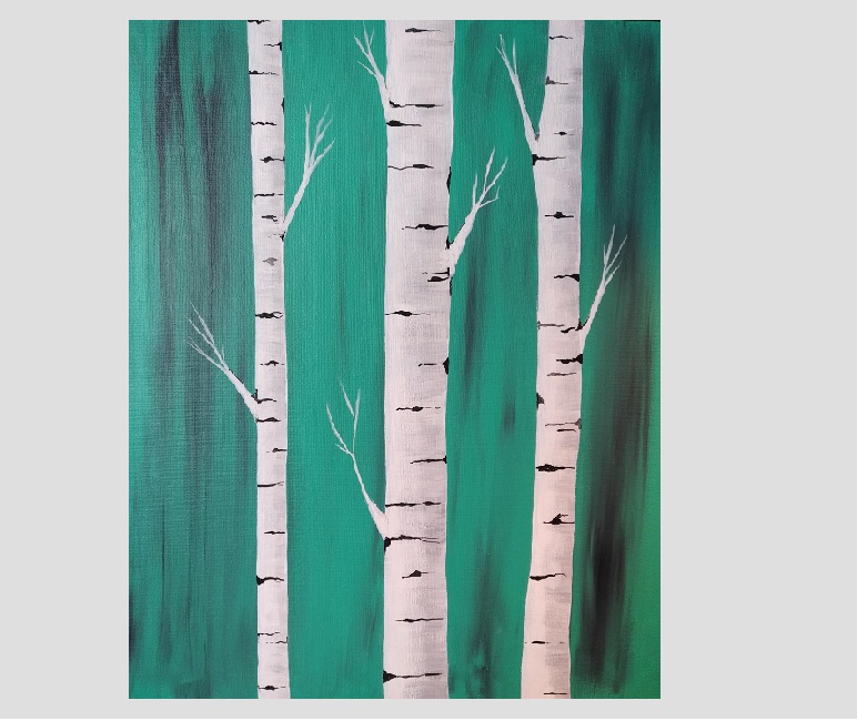 Birch Trees in Teal – $65