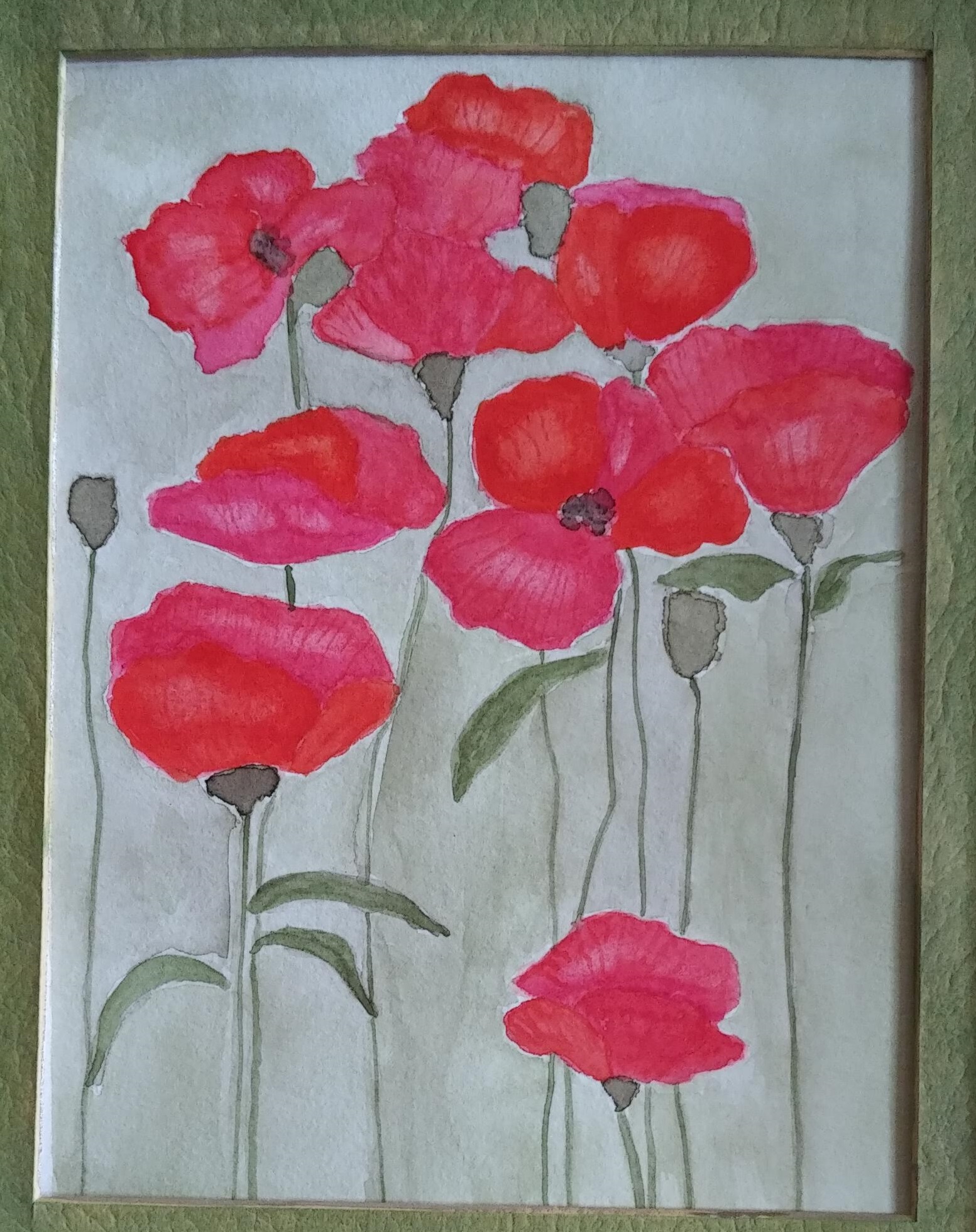 Watercolour Poppies – SOLD