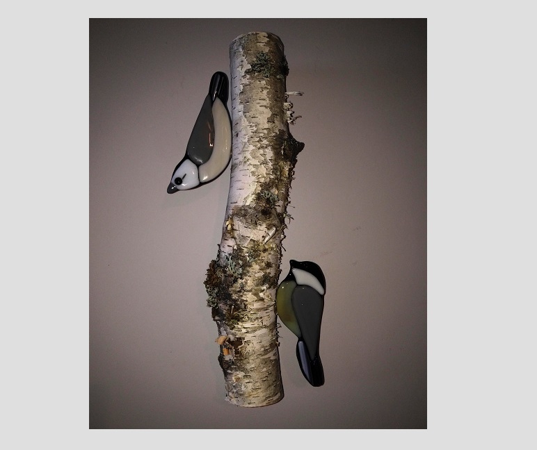 Nuthatch & Chickadee on Birch – $99