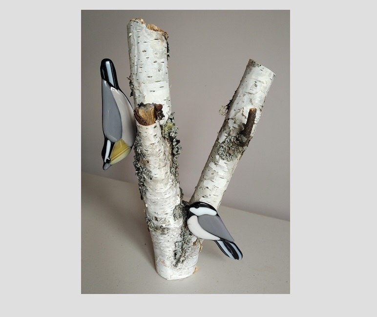 Chickadee & Nuthatch on Birch – $99