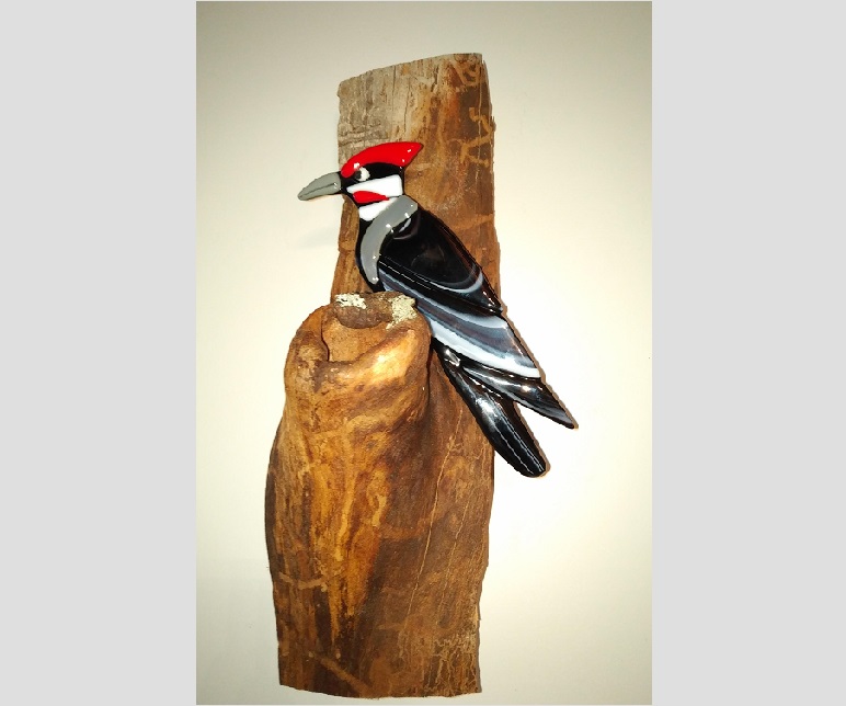 Pileated Woodpecker on Black Cherry Log – SOLD