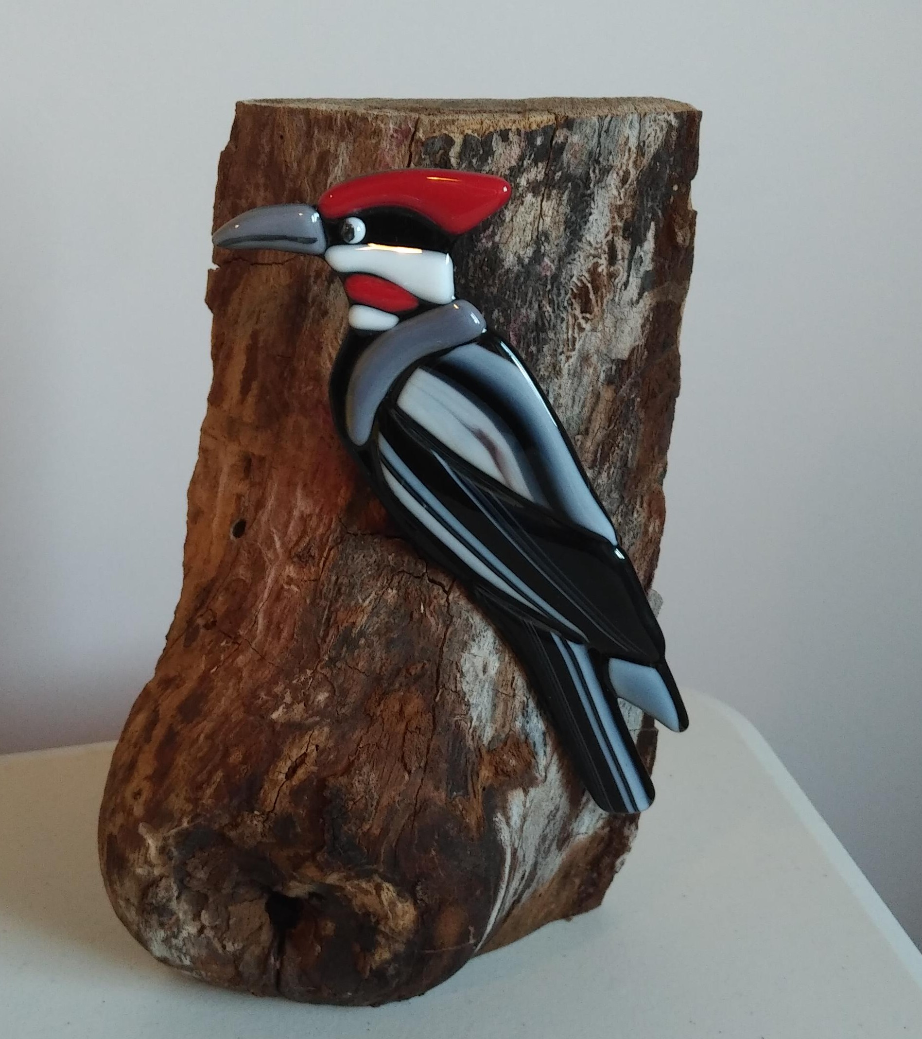 Pileated Woodpecker on Black Cherry Wood – SOLD