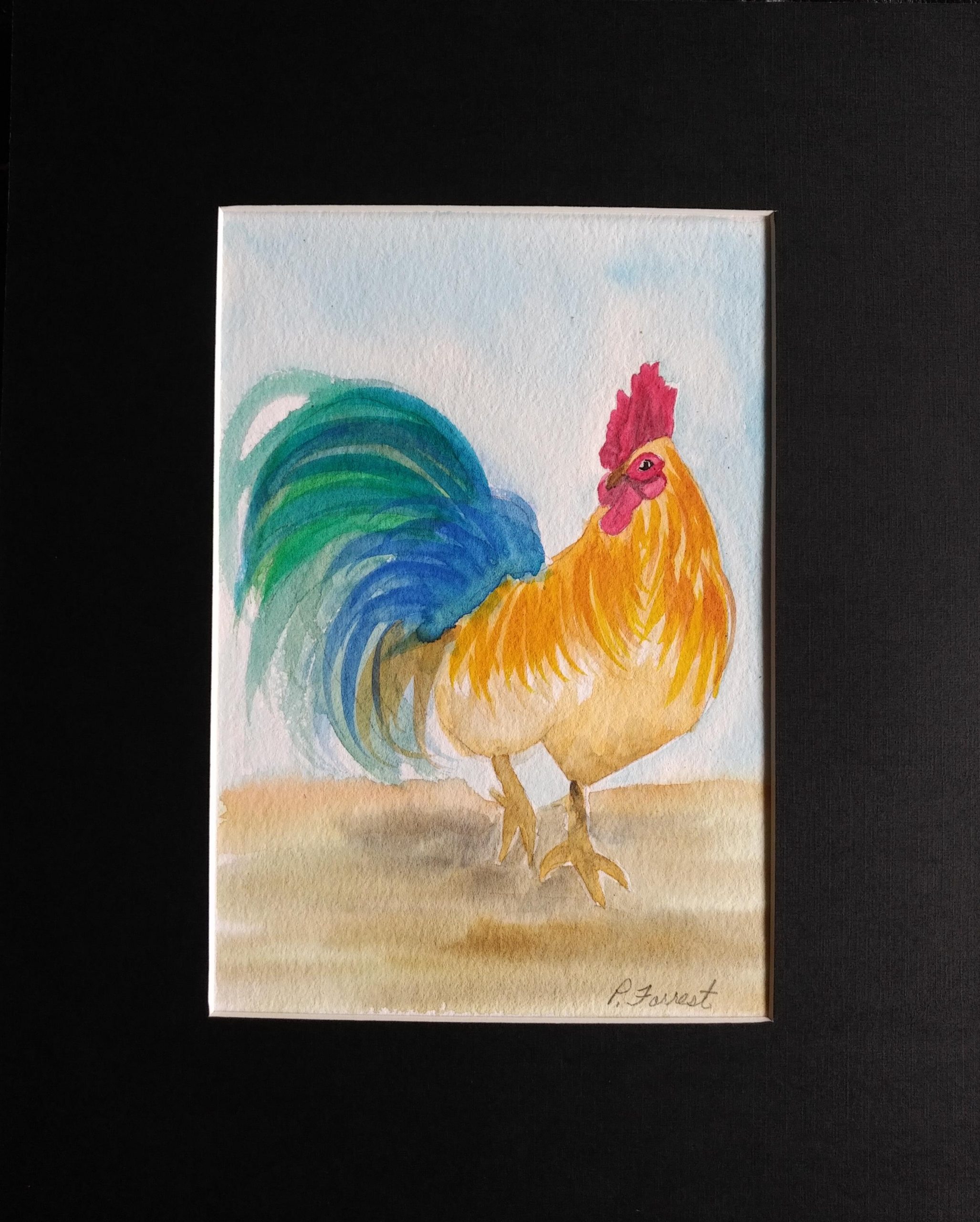 Happy Rooster Watercolour – $49