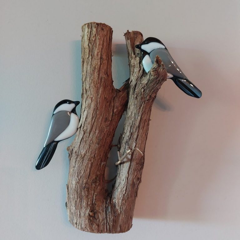 2 Chickadees in a Cedar Tree – SOLD